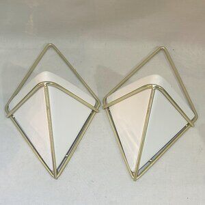 Pair UMBRA TRIGG Hanging Geometric Ceramic Succulent Wall Planters Metal Hanger